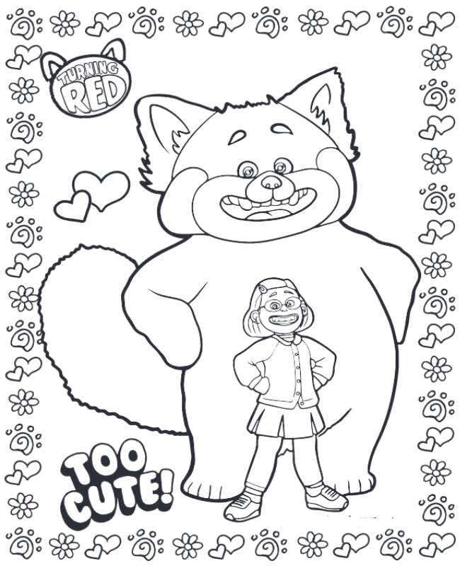 Turning red coloring page free and Online coloring