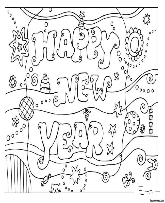 New Year coloring page free and online coloring