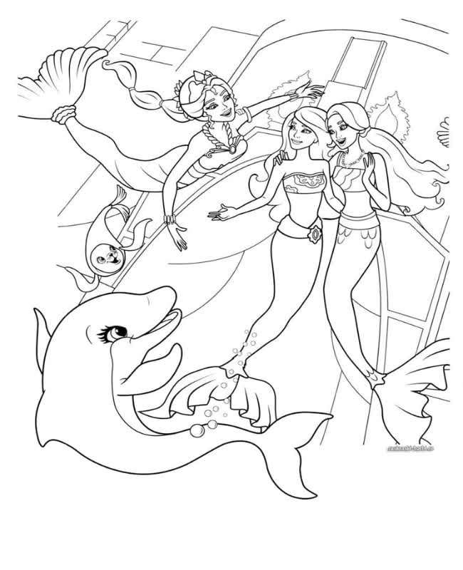 Barbie Mermaid coloring pages free and online coloring